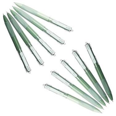 Imagem de GZBABY Caneta de gel de ponta fina, 10 peças, canetas esferográficas retráteis, tinta preta, 0,5 mm, barril de caneta gradiente elegante (verde)
