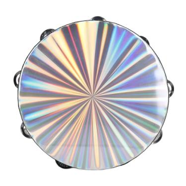 Imagem de Asixxsix Pandeiro Radiante, Tambor Portátil de 10 Polegadas Com Superfície Reflexiva de Jingles de Fileira Dupla, Instrumento Musical de Percussão para Crianças Adultas, Festa na Igreja (10 polegadas)
