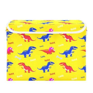 Imagem de SEHANY Cestas de armazenamento engraçadas de dinossauro com tampas, organizador de caixa de armazenamento dobrável, caixas de armazenamento de armário de tecido para roupas cobertor de escritório