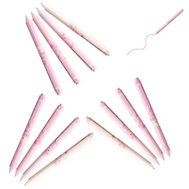 Imagem de GZBABY Caneta de gel de ponta fina, 12 peças, caneta esferográfica retrátil, canetas de tinta preta de secagem rápida, 0,5 mm, barril integrado (rosa)
