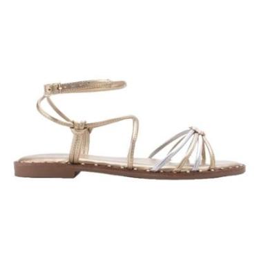 Imagem de SANDÁLIA LIA LINE TIRAS FLAT DOURADA/PRATA-Feminino