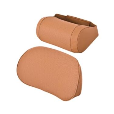 Imagem de KiBcsLic Almofada de apoio lombar e almofada de pescoço para carro, encosto de cabeça e para as costas, acessórios automotivos macios ergonômicos, Marrom