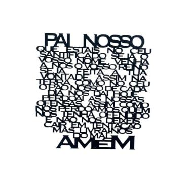 Imagem de Quadro Decorativo Pai Nosso Vazado, MDF 3mm, Preto, 30x30 cm