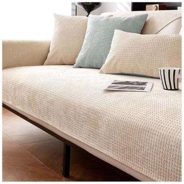 Imagem de SPXMQSS Capas de assento de sofá, capas seccionais macias de chenille, capa de sofá universal antiderrapante em forma de L, protetor de móveis de 1/2/3/4 lugares, lavável A 110 x 210 cm