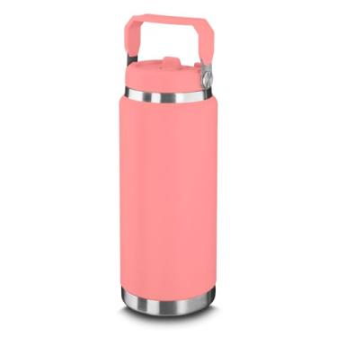 Imagem de Garrafa Térmica Inox 900ml Rosa – Parede Dupla com Alça para Viagens, Academia e Trabalho