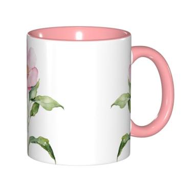 Imagem de Zeraoke Peony Print Canecas de café criativas, personalizadas, presente para a família, tamanho 325 ml, unissex