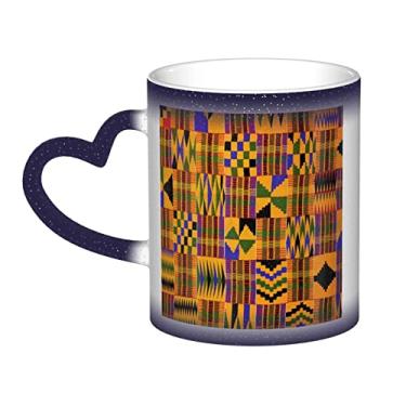 Imagem de Copo de café divertido de tecelagem africana, xícara de cerâmica mágica sensível ao calor que muda de cor, 12 Oz, para café/chá/leite/cacau, para adolescente/aniversário/festival/presentes