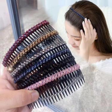 Imagem de 7 peças de grampo de pente de cabelo de cristal feminino, grampo de cabelo com franja, fácil de usar e adequado para vários penteados