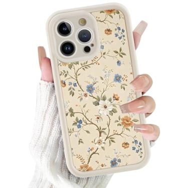 Imagem de FBHGLOA Capa de telefone para iPhone 16 Pro Max de 6,9 polegadas, linda e moderna, com estampa floral, luxuosa, elegante, florescendo, para mulheres, meninas, lente de câmera completa, proteção à
