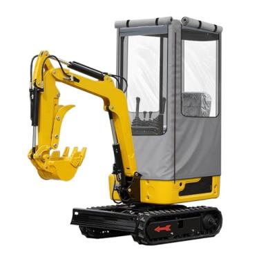 Imagem de Capa de gabinete de mini escavadeira impermeável, pano Oxford 600D com janelas transparentes de PVC, com zíper de porta, cortina de rolo para proteção contra sol, neve, chuva, poeira