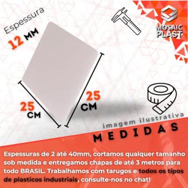 Imagem de Chapa de PEAD Polietileno 12mm (25x25cm) Tabua de corte Profissional Material Atóxico Livre de BPA s/acabamento cantos Retos, Usinagem | 250x250mm | 0,25m x 0,25 m
