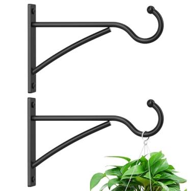 Imagem de saffruff Ganchos para pendurar plantas ao ar livre para parede: suporte de metal preto de 15 cm para cestos pendurados, alimentadores de pássaros, sinos de vento, cestas de flores, tapete de ioga