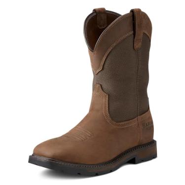 Imagem de Bota de trabalho masculina Ariat Groundbreaker ampla quadrada H2O bico de aço, Palm Brown/Ballistic Brown, 8