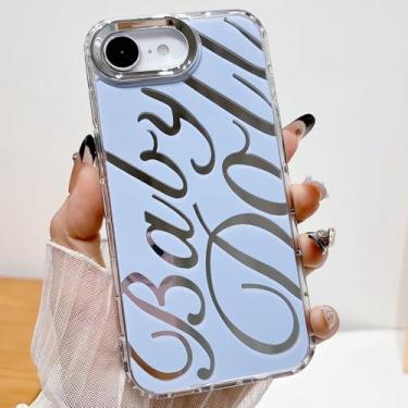 Imagem de HYUEKOKO Capa de telefone com estampa de linha de letras para iPhone 16e, capa estética com estampa de texto em inglês fofo e elegante em TPU macio à prova de choque para meninas, mulheres e homens