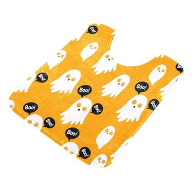 Imagem de Burbuja Tapete de banheiro Boo, tapete de banho macio absorvente de pelúcia, base antiderrapante para piso de banheiro, oval em forma de U