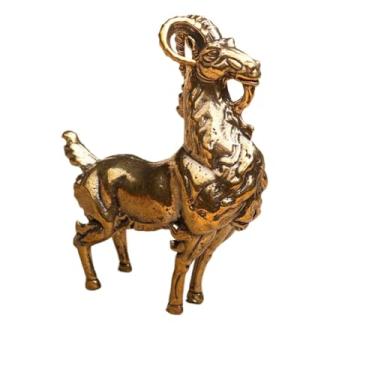 Imagem de Estátua em miniatura de cabra animal de latão, escultura de ovelhas de metal, escritório, casa, escritório, escritório, mesa, mesa, ornamento de peso de papel, bonsai, micro paisagem, decoração de