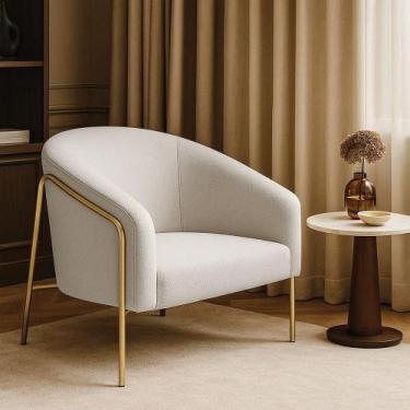 Imagem de Poltrona Sala Industrial Alta Dourado Stella Bouclê D03 - D'rossi Cor 