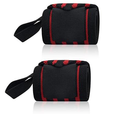 Imagem de 1 par de pulseiras elásticas, protetores de pulso para levantamento de peso para homens e mulheres Powerlifting fortalece musculação Crossfit 8 x 60 cm