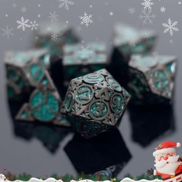 Imagem de Premium Heavy Metal DND Dice Set (Ranger) with A Metal Box, Black Nickel Finish, Sharp Edge Resin Coated Zinc Alloy D&D Accessories, D4-D20, for Dungeons & Dragons Master, RPG Player, Starter Gift