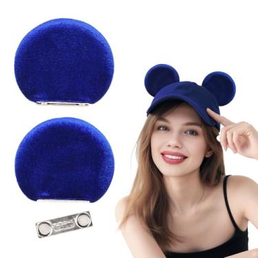 Imagem de zhezesmila Magnetic Mouse Ears for Cap Hat Beret Bucket Hat - 3.5'' Clip Mouse Ears for Boys Girls Head Accessories for Costume Outfits Holiday Party Velvet/Blue