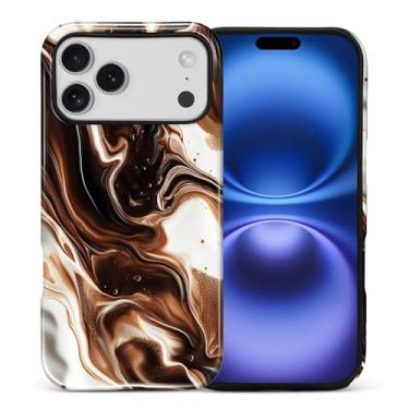 Imagem de ANLUN STORE Capa para iPhone 17 Pro Max, proteção dupla híbrida TPU macio + PC rígido à prova de choque, capa protetora antiarranhões e fina para homens e mulheres - design estilo mármore mocha mousse