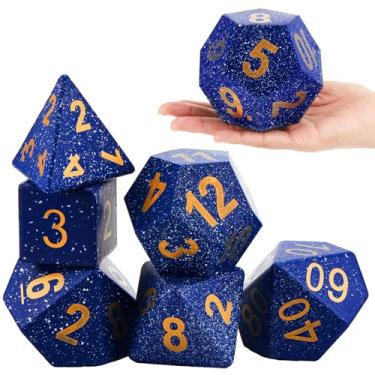 Imagem de Arrowbash 6 Pcs Jumbo Polyhedra Dice 3.94 Inch Jumbo Foam Polyhedral Dice 6 Set 4, 6, 8, 10, 12 Sides Gifts for Games Teach Numbers Addition Subtraction Probability Learning(Starry Sky Blue)