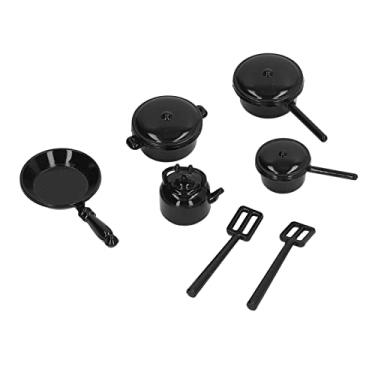 Imagem de aqxreight Panelas e Frigideiras Em Miniatura para Casa de Bonecas 1/12 Panelas de Cozinha para Casa de Bonecas Com Tampas Garfos Garrafa de água para Acessórios de de Fácil Dobra Deformação Durável