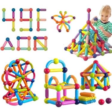 Imagem de MUITA DIVERSÃO - Blocos de Montar Magnéticos - 103 Peças - Estimule a Criatividade, Coordenação Motora e Educação STEM – Um Brinquedo Educativo infantil que Une Diversão e Desenvolvimento