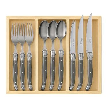 Imagem de Lets Eat It, Faqueiros, Kits de Facas, Colheres, Espátulas e Saca-Rolhas – Variações de Cores e Modelos Laguiole (Cinza, Faqueiro 18 peças)