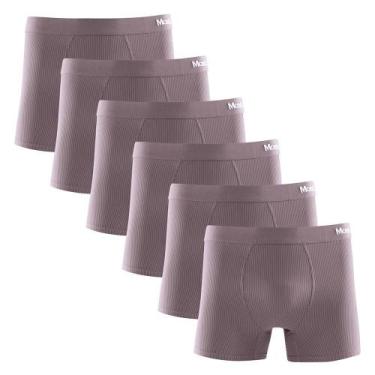 Imagem de Kit 6 Cuecas Boxer Mash Microfibra Risca de Giz 045.00, G, Rosa queima