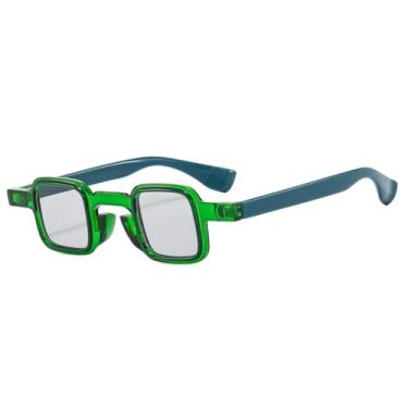 Imagem de Óculos de Sol Pequenos e Modernos Femininos com Lentes Transparentes Degradê e Proteção UV400, Estilo Retrô Masculino, Duas Cores (Verde e Cinza Claro)