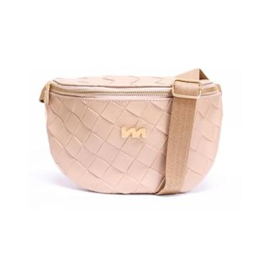 Imagem de Bolsa Pochete Maxi Tressê Caramelo Feminina Luxuosa com Alça Ajustável – Bolsa Transversal Estilosa com Textura Tressê Premium, Design Versátil e Espaçoso para Looks Urbanos e Modernos (Areia)