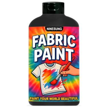 Imagem de ninesung Tinta de tecido preto para roupas, tamanho jumbo de 1000 ml - Tinta têxtil acrílica não tóxica para camisetas, sapatos, jeans, bolsas, projetos de bricolage e arte - vibrante e resistente à