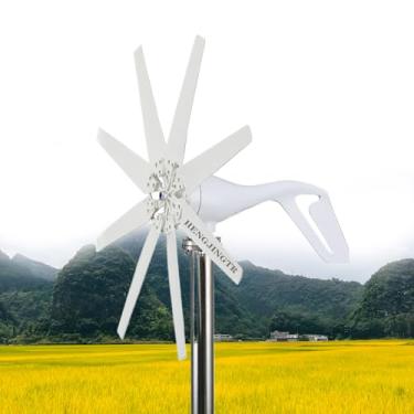 Imagem de 24v,HENGJINGTR Gerador de turbina eólica eficiente de 5000 W, saída de energia confiável 12 V 24 V 48 V Kit gerador de turbina eólica vertical portátil com controlador de carga (branco)