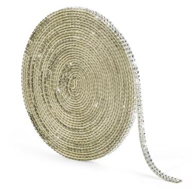 Imagem de Adesivos autoadesivos de rolo de fita de strass de 5 metros com glitter para interior de carro, exterior, decoração de artesanato de sapatos de casamento DIY (1 rolo com 14 m)