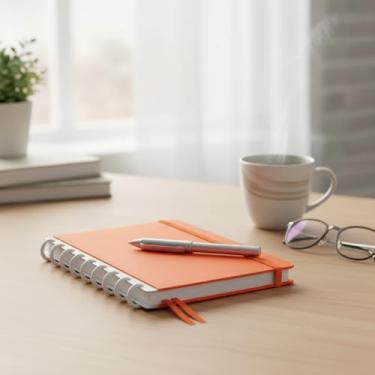 Imagem de Caderno Planner B5, Capa Dura, Azul e Laranja, Design Funcional, Ideal para Trabalho, Estudo e Viagens