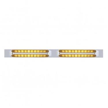 Imagem de United Pacific 37206 Placa de aba de lama superior cromada com quatro 10 barras de luz LED de 9 polegadas - LED âmbar/lente âmbar