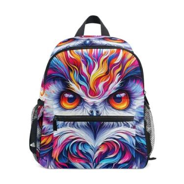 Imagem de GAIGEO Watercolor Cute Owl Painting Mini Kids Backpack with Whistle, Adjustable Chest Strap, Backpack for Preschool Girl Lightweight & Compact for Ages 3-8