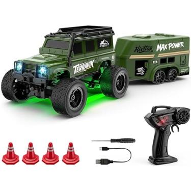 Imagem de KAIMIO 1:64 Scale Mini RC Crawler with Gyro Full Proportional RTR 2.4Ghz Remote Control Truck with RGB Lights (E89-Green)