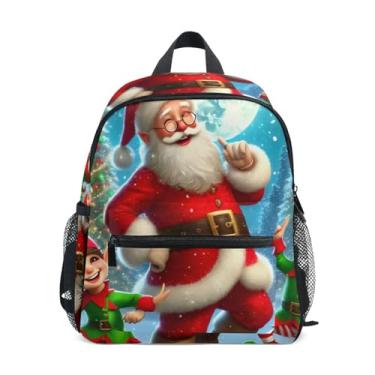 Imagem de GAIGEO Christmas Gifts Santa Claus Baby Backpack, 10x4x12 In, Backpack for Kindergarten Boys Includes Water Bottle Pockets, Whistle Clip for Safety