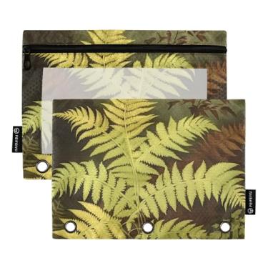 Imagem de Pasta vintage verde com 3 anéis para lápis, bolsa para canetas, fichário com zíper, fichário escolar, bolsos transparentes, feminino, 25 x 18 cm, 2 pacotes