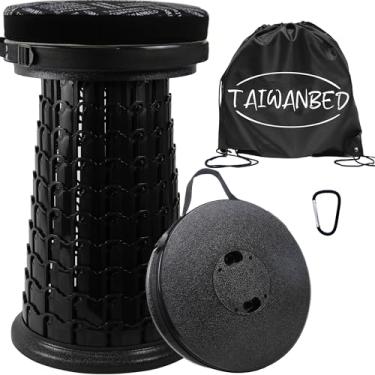 Imagem de TAIWANBED Banqueta dobrável atualizada, banco telescópico de acampamento de 51 cm, banco dobrável portátil com capacidade máxima de carga 453 kg, assento retrátil para adultos, pesca ao ar livre