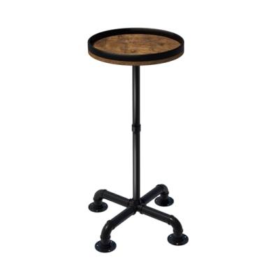 Imagem de LAIDUOLEOE Mesa de bebida, pequena mesa lateral redonda para espaços pequenos, mesa de martini com pedestal para sala de estar, quarto, sofá e banheiro