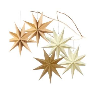 Imagem de Estrelas De Papel De 9 Pontas 5pcs 30cm Decorações De Natal Para Casam