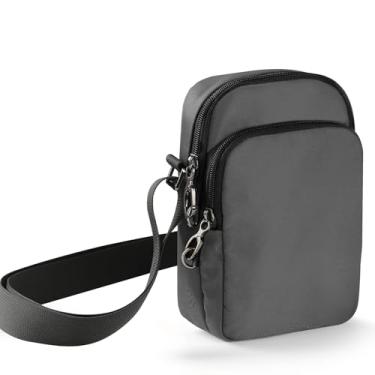 Imagem de Keanoo Bolsa transversal pequena para mulheres e homens, com bloqueio de RFID, antirroubo, bolsa tiracolo com zíperes de bloqueio para viagem (cinza)
