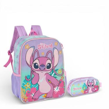 Imagem de Kit Escolar Mochila Costas + Estojo Stitch - Luxcel