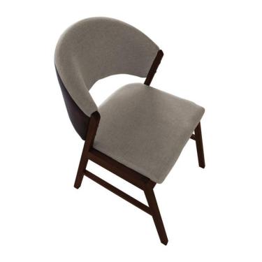 Imagem de Kit 4 Cadeiras De Jantar Madeira Maciça Débora Em Facto Ocre Bege Linho Castanho