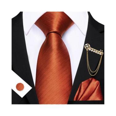 Imagem de Conjunto De Gravata Listrada Azul Claro E Verde Oliva Masculina Com Le