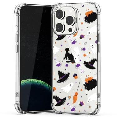 Imagem de XIMIZU Capa transparente para iPhone 15 Pro Max Halloween Ghost Cat projetada, capa protetora de TPU (poliuretano termoplástico) antiarranhões à prova de choque para iPhone 15 Pro Max