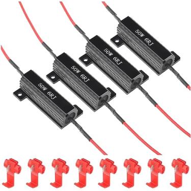 Imagem de AIRKOUL Kit de resistores de carga de 8 peças 50W 6ohm para luzes de seta de LED - corrige o código de erro Hyper Flash e Blink, preto